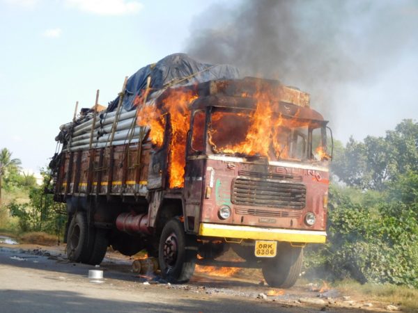 Jeypore truck on fire