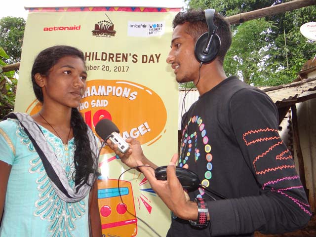 Children interviewing for Radio Dhimsa
