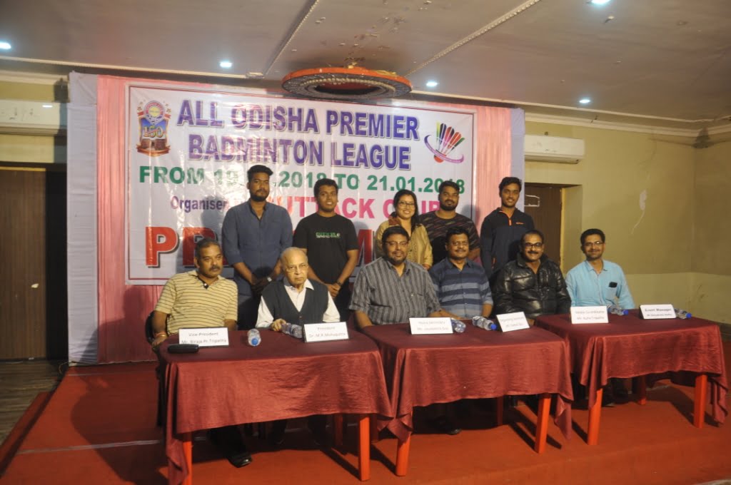 Organisers of Odisha Premier Badminton League at a press meet in Cuttack on Saturday. Odishabytes.com photograph