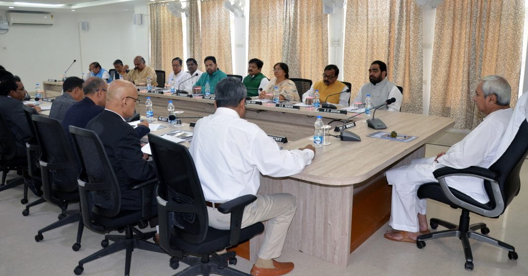 CM Naveen Patnaik chairing the cabinet meeting in Puri on Tuesday