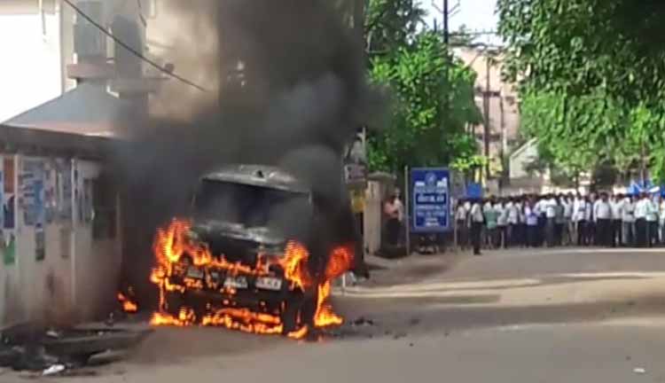 police vehicle torched