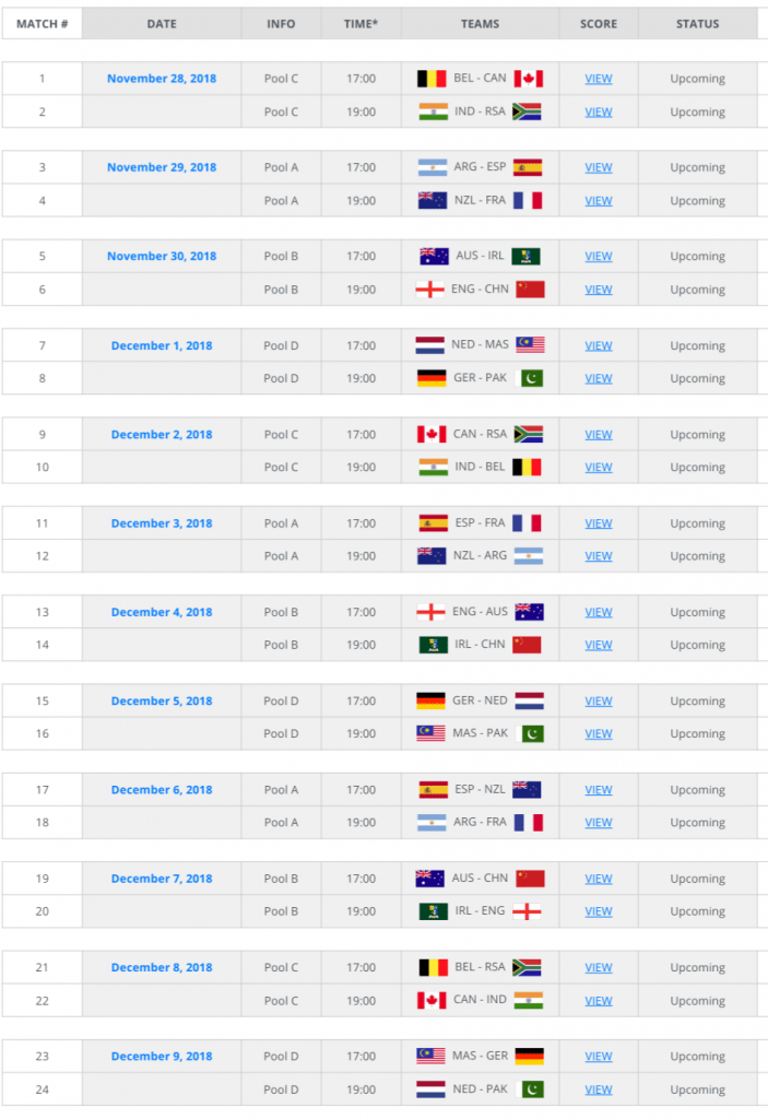 hockey world cup 2027 schedule