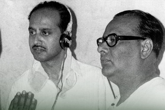 Mohammad Sikandar Alam with music director Balakrushna Das while recording songs of the movie ‘Laxmi’.