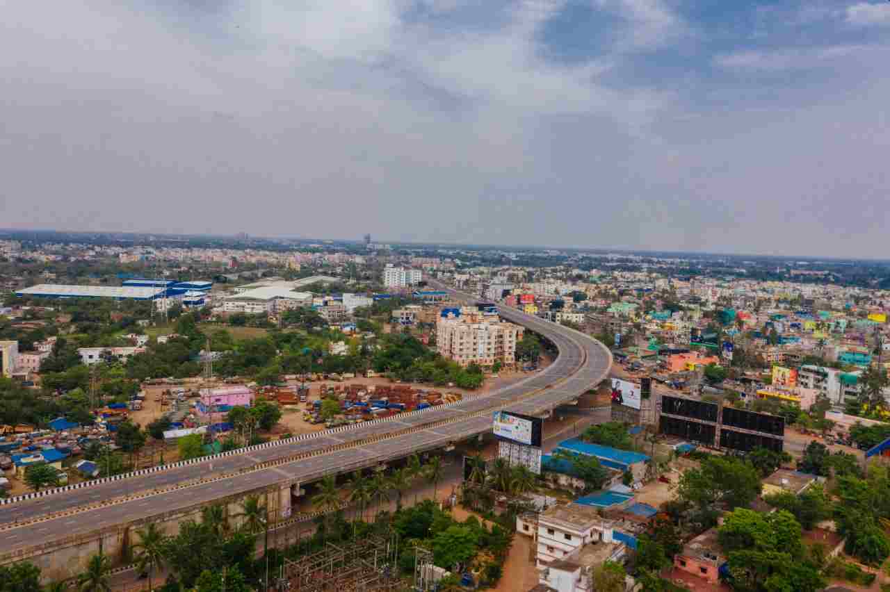 bhubaneswar drone view road highway nh16