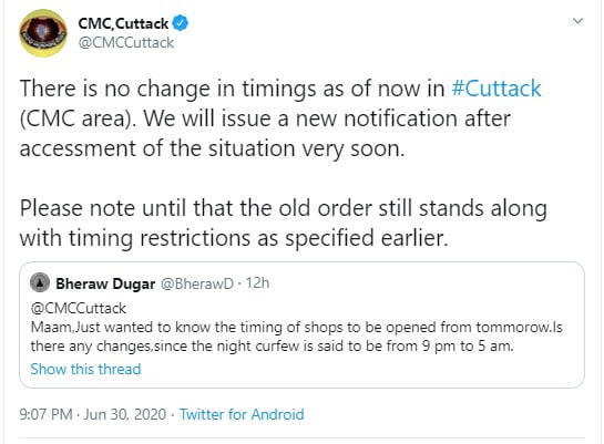 No Change In Night Curfew Timings In Cuttack Cmc Odisha Bytes