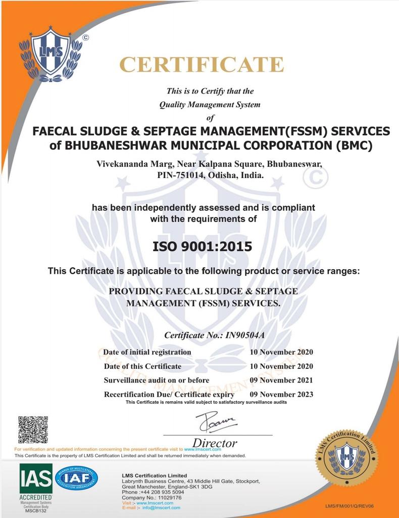 BMC awarded ISO FSSM