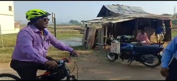 Narsinghpur BDO Cycles to Deliver Aid to Beneficiary
