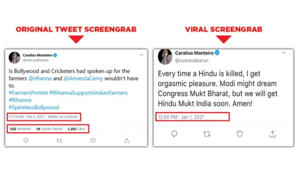 fake anti hindu tweet