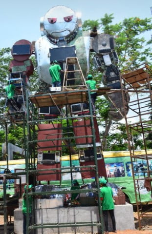 ITI berhampur tallest e-waste sculpture