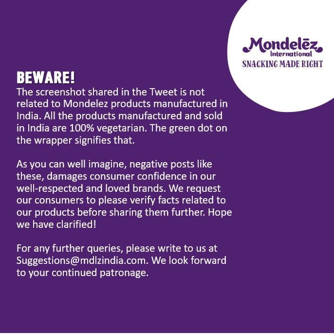 Mondelez cadbury clarification