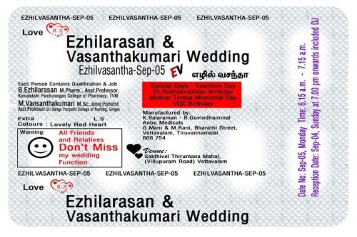 wedding card printed on tablet strip