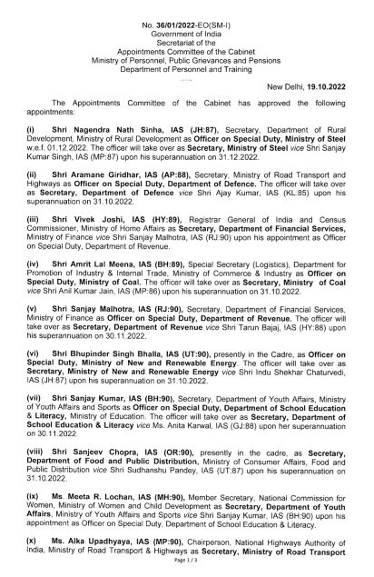 Central appointments