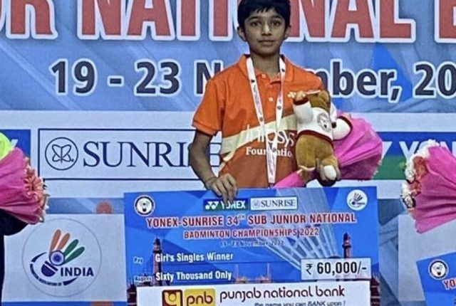 An 11-year-old girl from Odisha has won the national under-13 badminton tournament