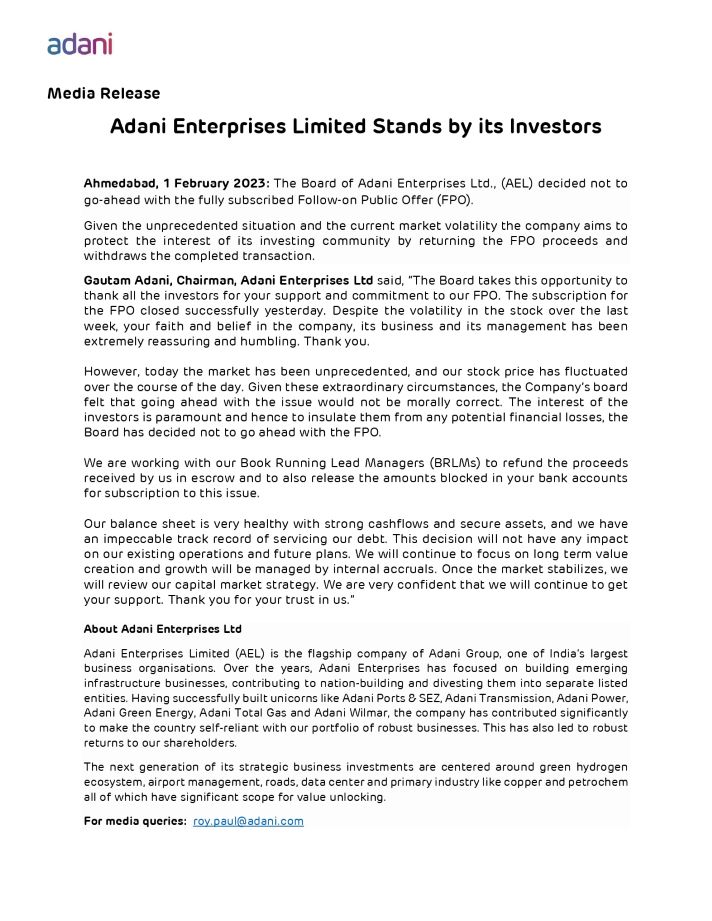 Adani statement