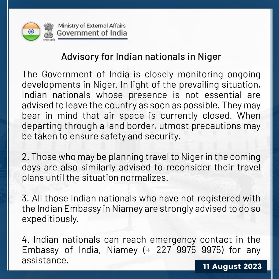 India's Niger advisory