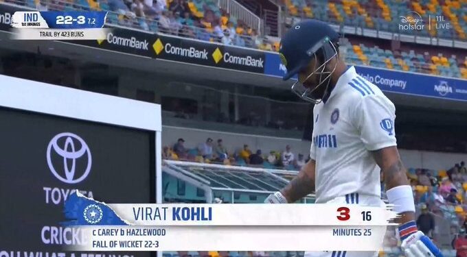 Kohli out for 3