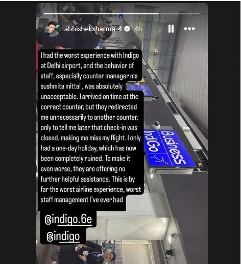 abhishek sharma blasts Indigo